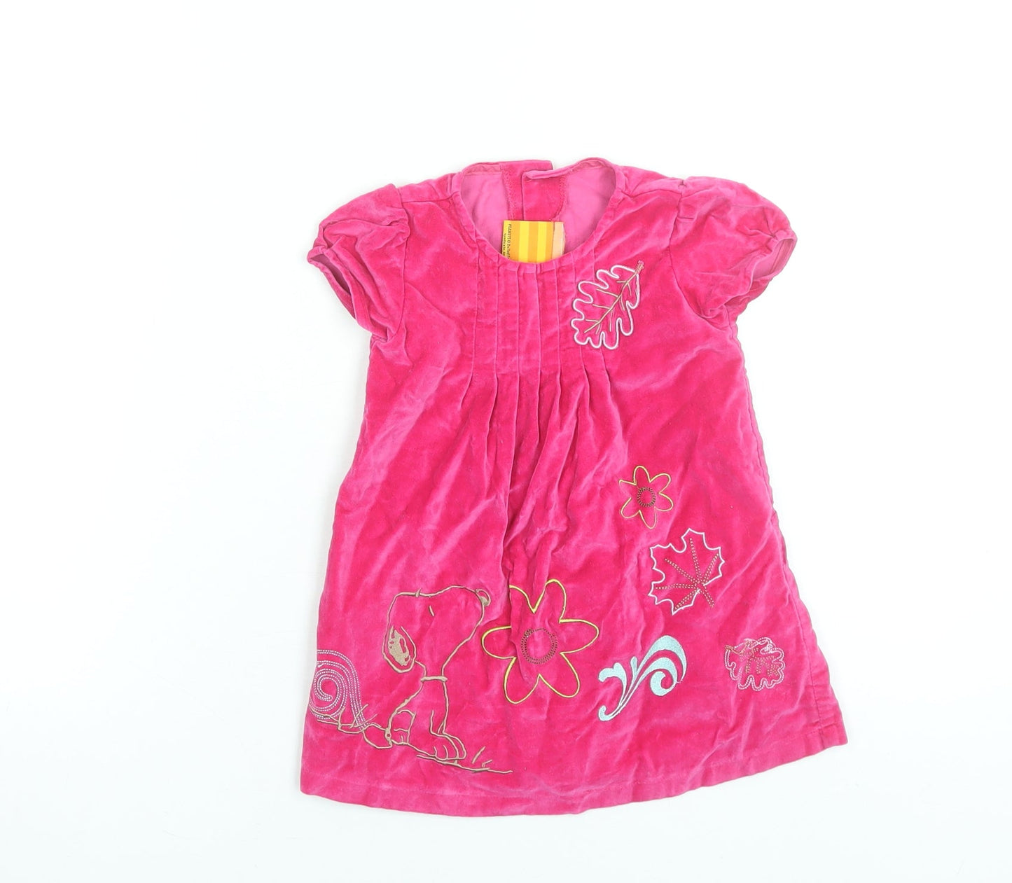 Peanuts Snoopy Girls Pink Velvet A-Line Dress 12 Months