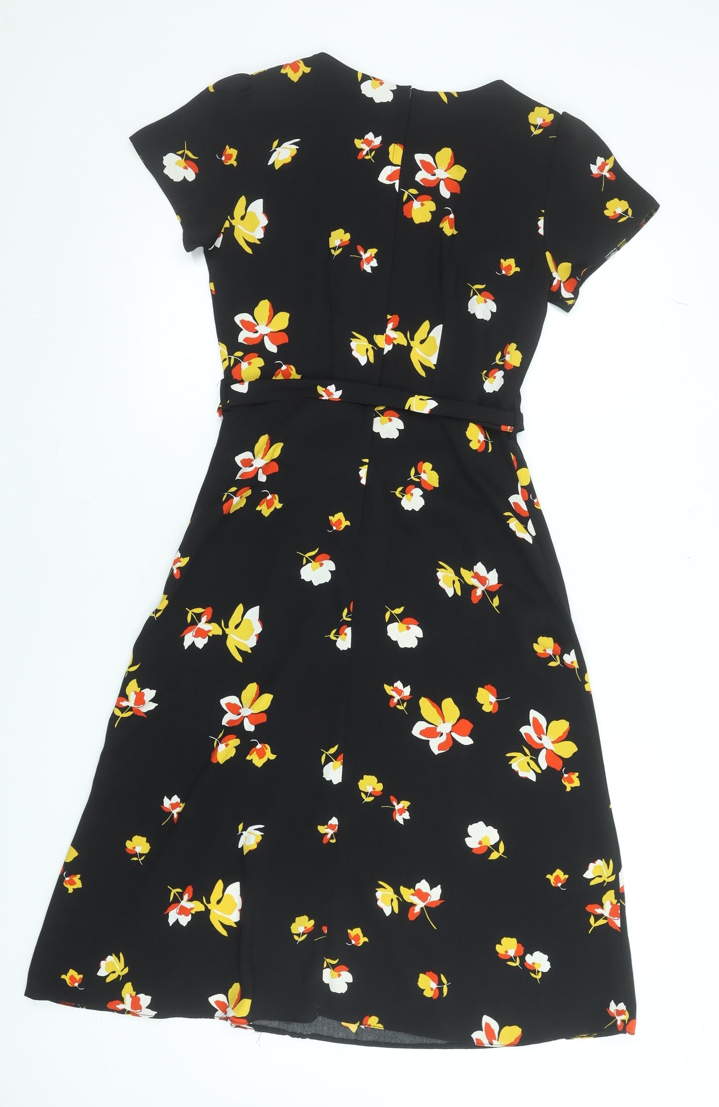 Dorothy Perkins Women Black Floral A-Line Knee Length Dress Size 8