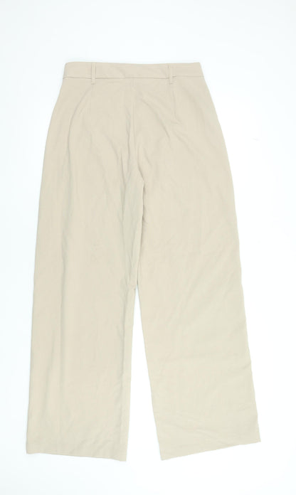 Womens UK Size 12 Bershka Regular Fit Casual Business Travel Beige Trousers
