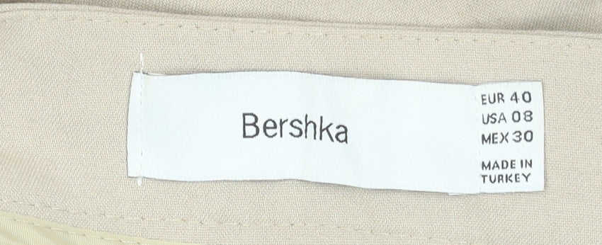 Womens UK Size 12 Bershka Regular Fit Casual Business Travel Beige Trousers