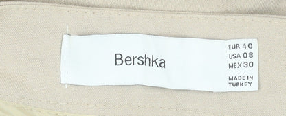 Womens UK Size 12 Bershka Regular Fit Casual Business Travel Beige Trousers