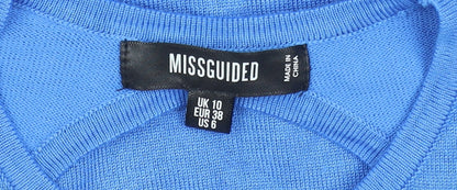 Missguided Women Blue Size 10 Short Sleeve Ruched Bodycon Dress