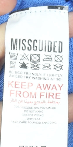 Missguided Women Blue Size 10 Short Sleeve Ruched Bodycon Dress