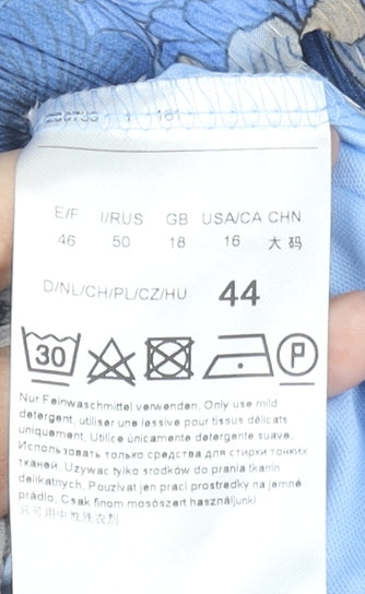 Betty Barclay Womens Blue Floral V-Neck Belted Shift Dress Size 18