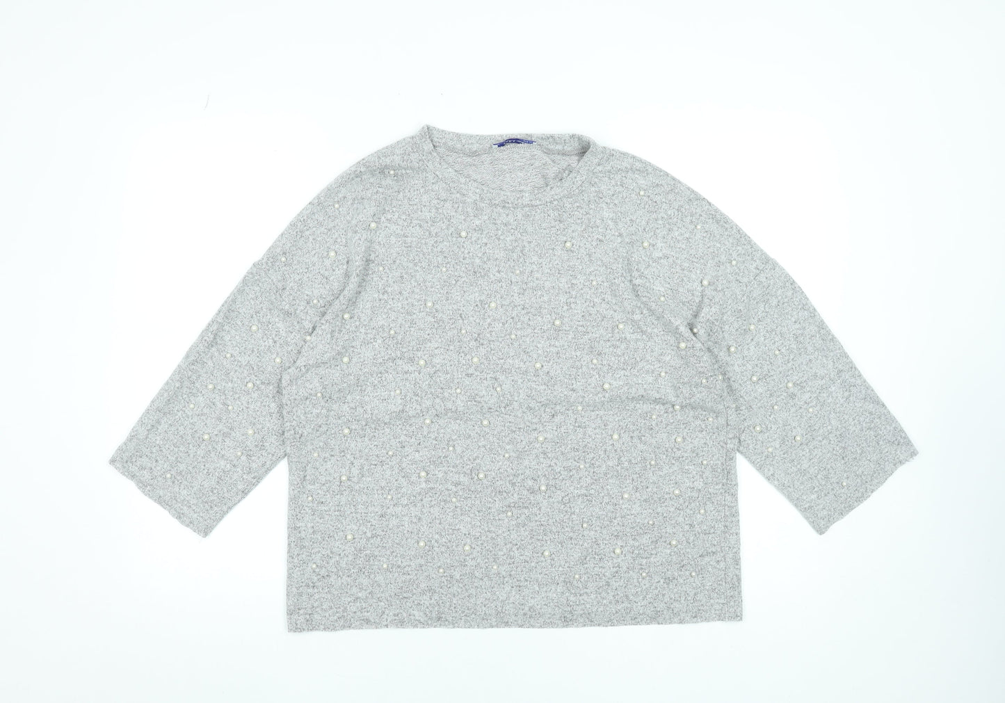 Womens UK Size M Zara Grey Basic Blouse
