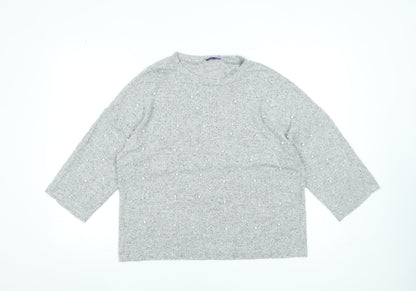 Womens UK Size M Zara Grey Basic Blouse
