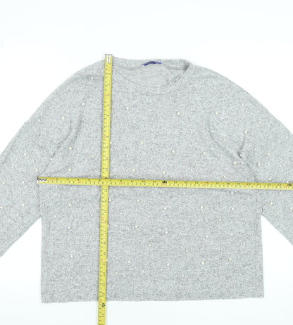 Womens UK Size M Zara Grey Basic Blouse
