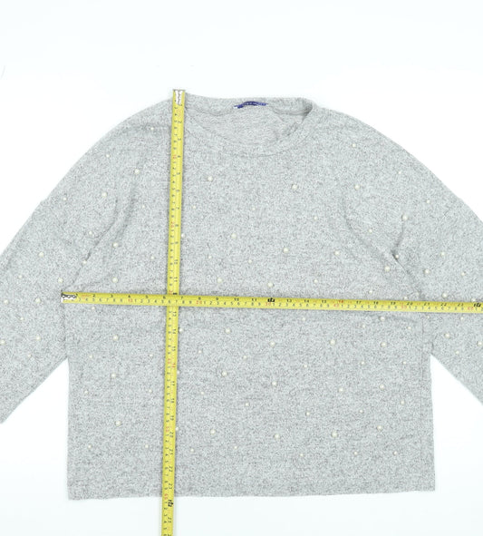 Womens UK Size M Zara Grey Basic Blouse
