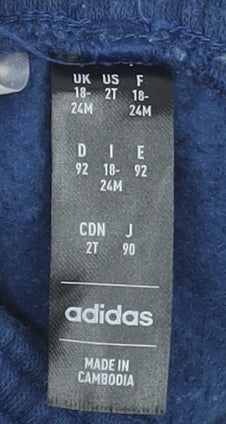 Adidas Unisex Baby Blue Track Pants 18-24 Months Cotton Blend
