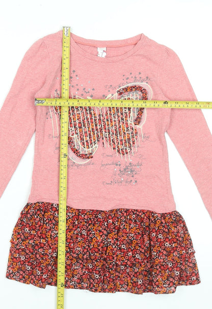 Dunnes Stores Girls Pink Butterfly Floral Skater Dress Age 7 Years