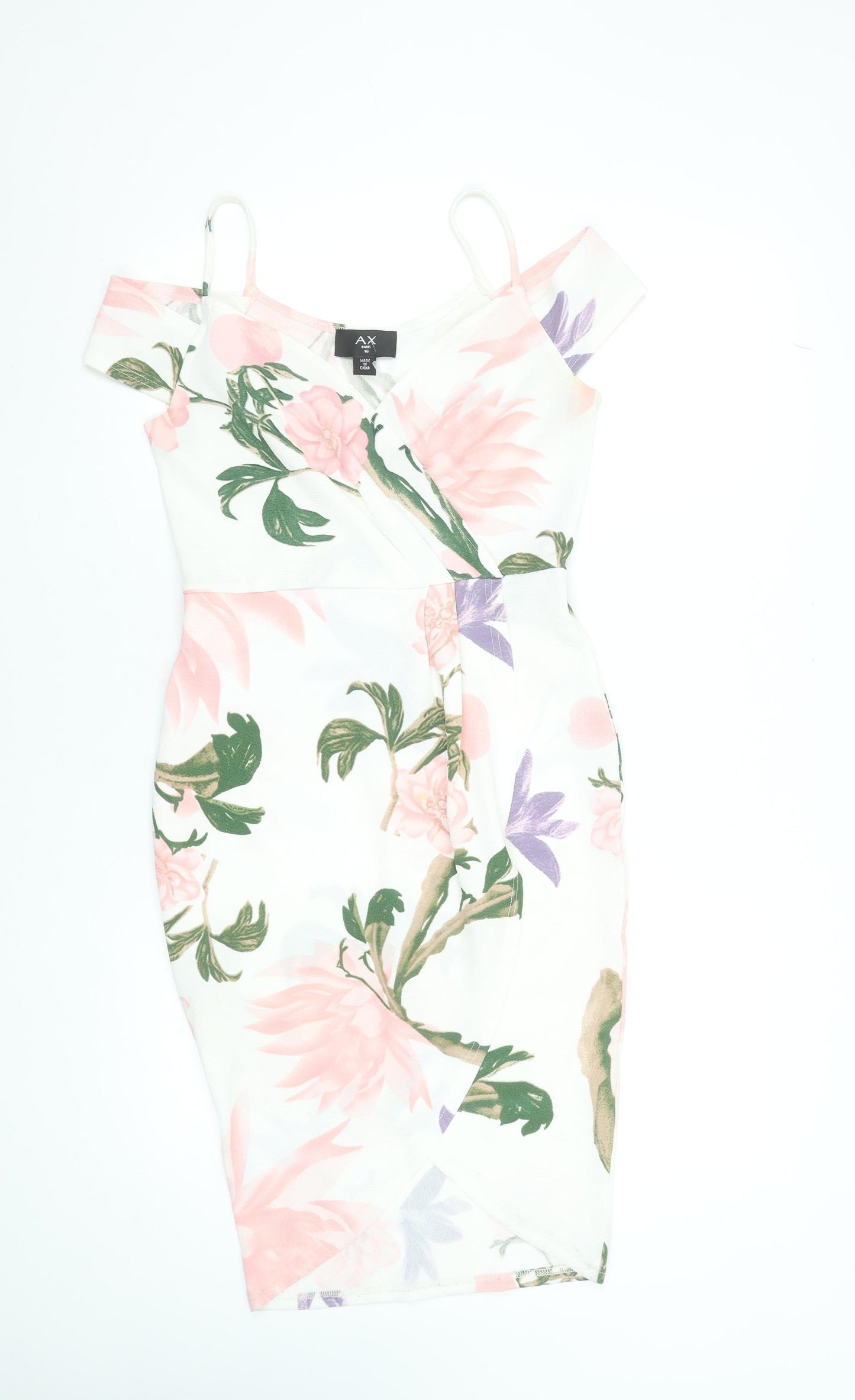 AX Paris Women's Floral Bodycon Dress Size 10 Multicoloured Off Shoulder