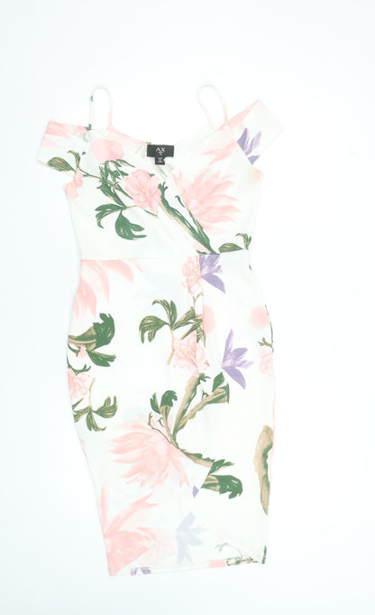 AX Paris Women's Floral Bodycon Dress Size 10 Multicoloured Off Shoulder
