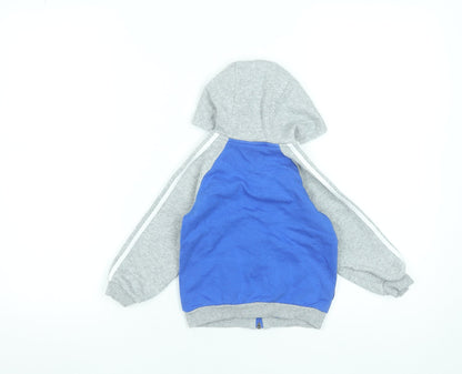 Adidas Unisex Baby Blue & Grey Hooded Track Jacket 12-18 Months Full Zip