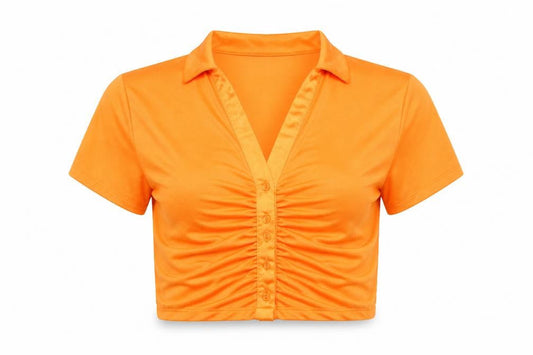 Womens UK Size 10 Primark Orange Cropped Button-Up