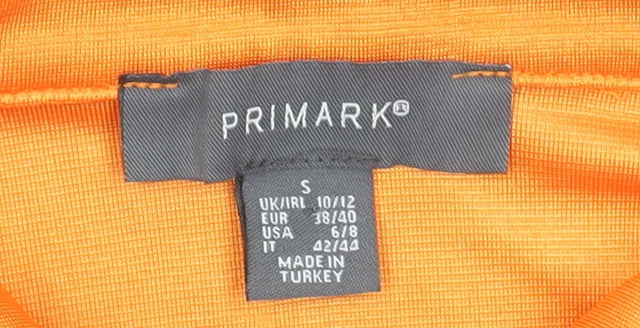 Primark Women's Orange Cropped Button-Up Collared Shirt Size 10