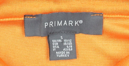 Primark Women's Orange Cropped Button-Up Collared Shirt Size 10