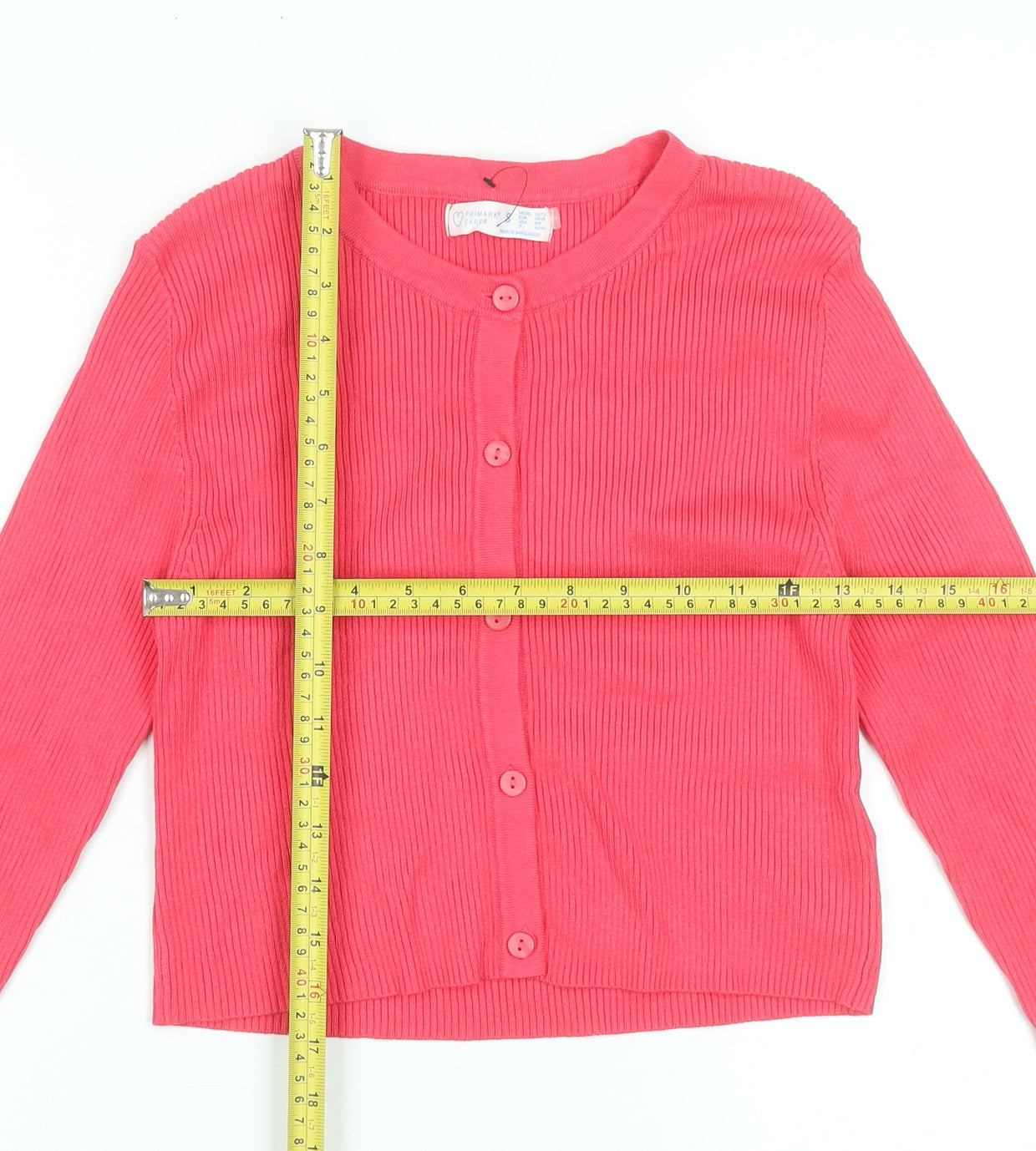 Primark Women Pink Cropped Button-Up Knit Cardigan S