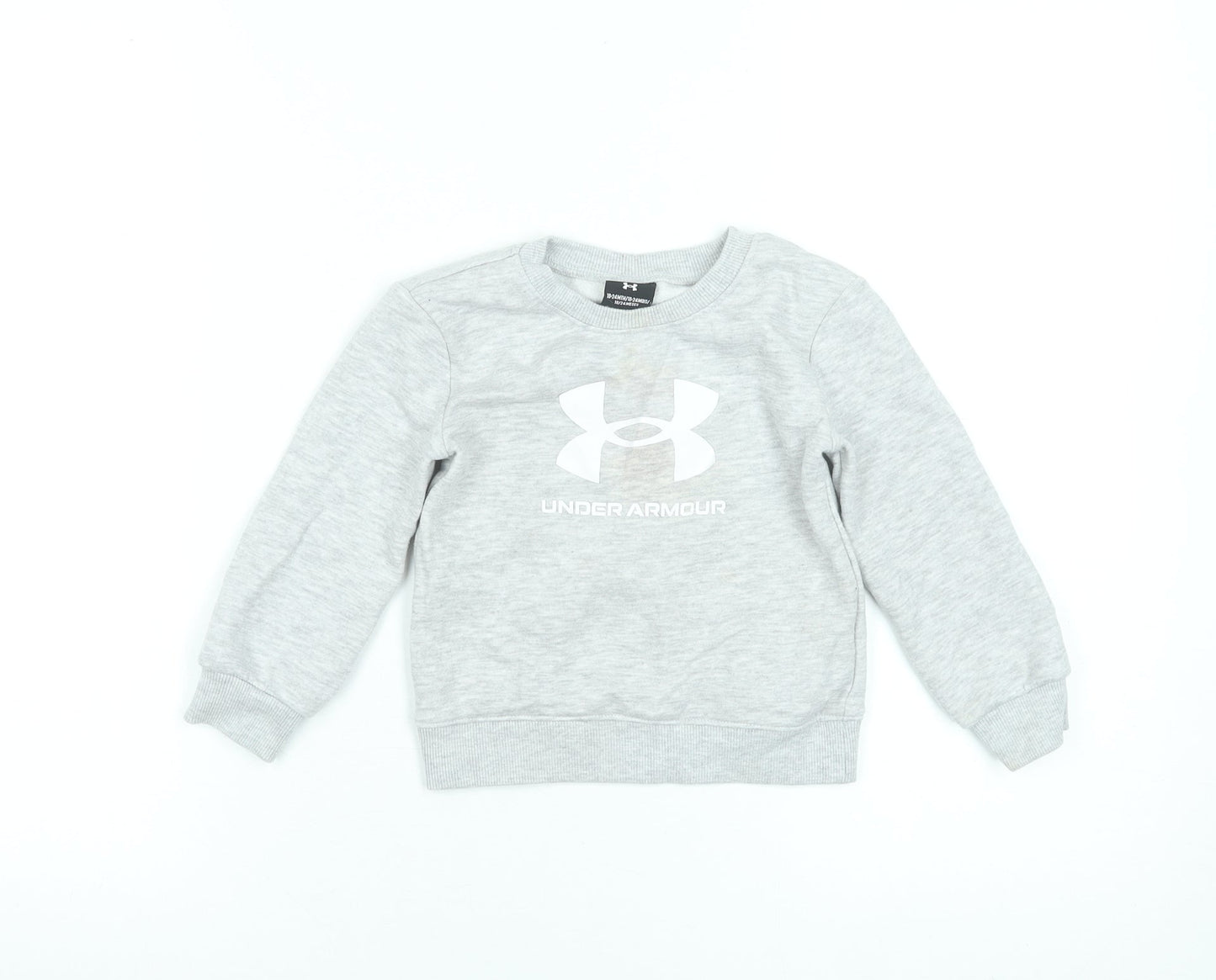 Under Armour Grey Long Sleeve Pullover Logo T-Shirt 18-24 Months Unisex