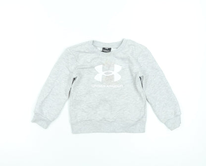 Under Armour Grey Long Sleeve Pullover Logo T-Shirt 18-24 Months Unisex