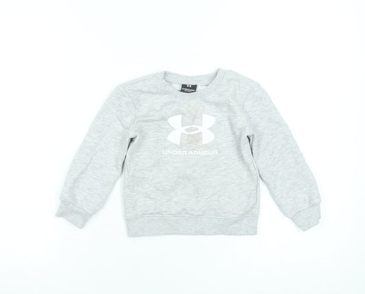Under Armour Grey Long Sleeve Pullover Logo T-Shirt 18-24 Months Unisex