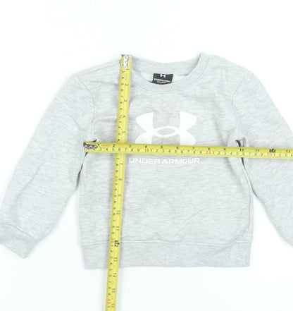 Under Armour Grey Long Sleeve Pullover Logo T-Shirt 18-24 Months Unisex