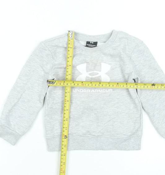 Under Armour Grey Long Sleeve Pullover Logo T-Shirt 18-24 Months Unisex