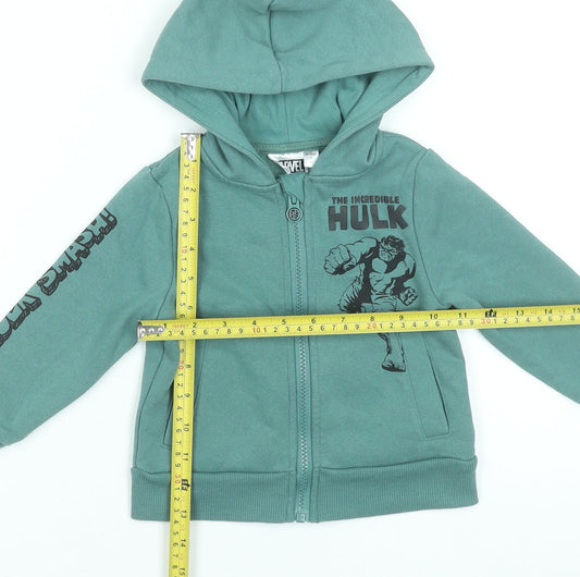 Boys UK Size 2-3 Years Marvel Green Full Zip Hoodie