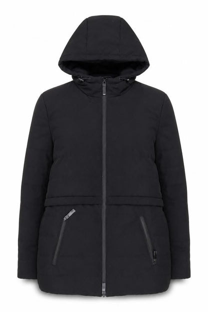LOFT The Original Women's Black Slim Fit Hooded Puffer Jacket L