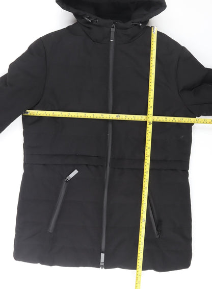 LOFT The Original Women's Black Slim Fit Hooded Puffer Jacket L