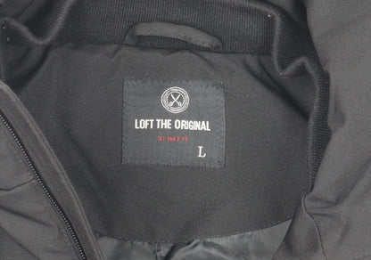 LOFT The Original Women's Black Slim Fit Hooded Puffer Jacket L