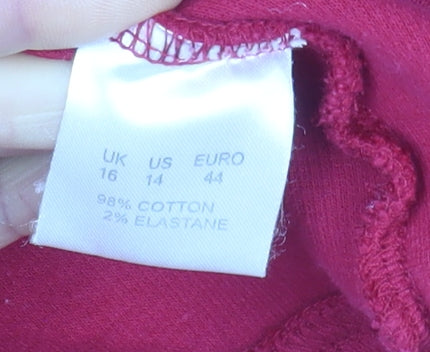 Dash Women Red Cotton Full Zip Basic Jacket Size 16