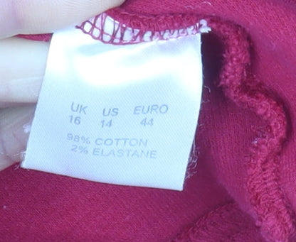 Dash Women Red Cotton Full Zip Basic Jacket Size 16