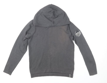 Jack & Jones Boys Grey Hooded Pullover Jumper Size 164 Cotton Blend
