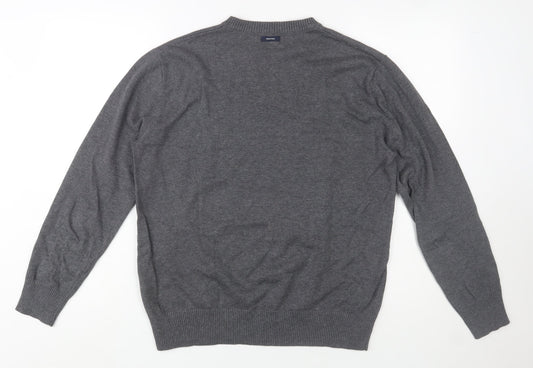 Nautica Men's Grey Cotton Crew Neck Pullover Jumper L