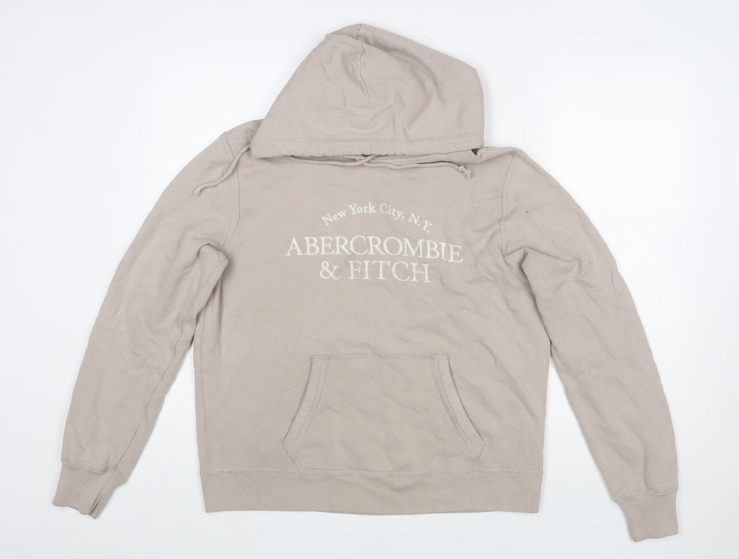 Mens UK Size L Abercrombie & Fitch Beige Pullover Hoodie