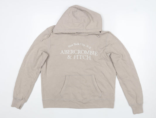 Abercrombie & Fitch Men's Beige Hoodie Large Pullover Soft Fleece