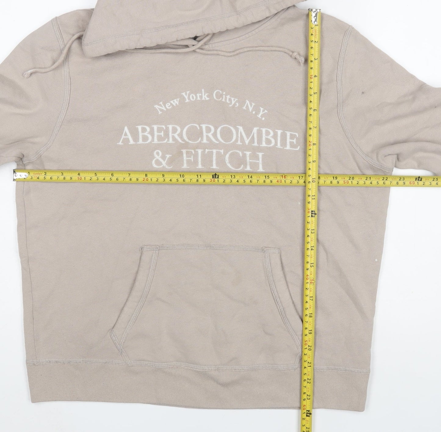 Mens UK Size L Abercrombie & Fitch Beige Pullover Hoodie