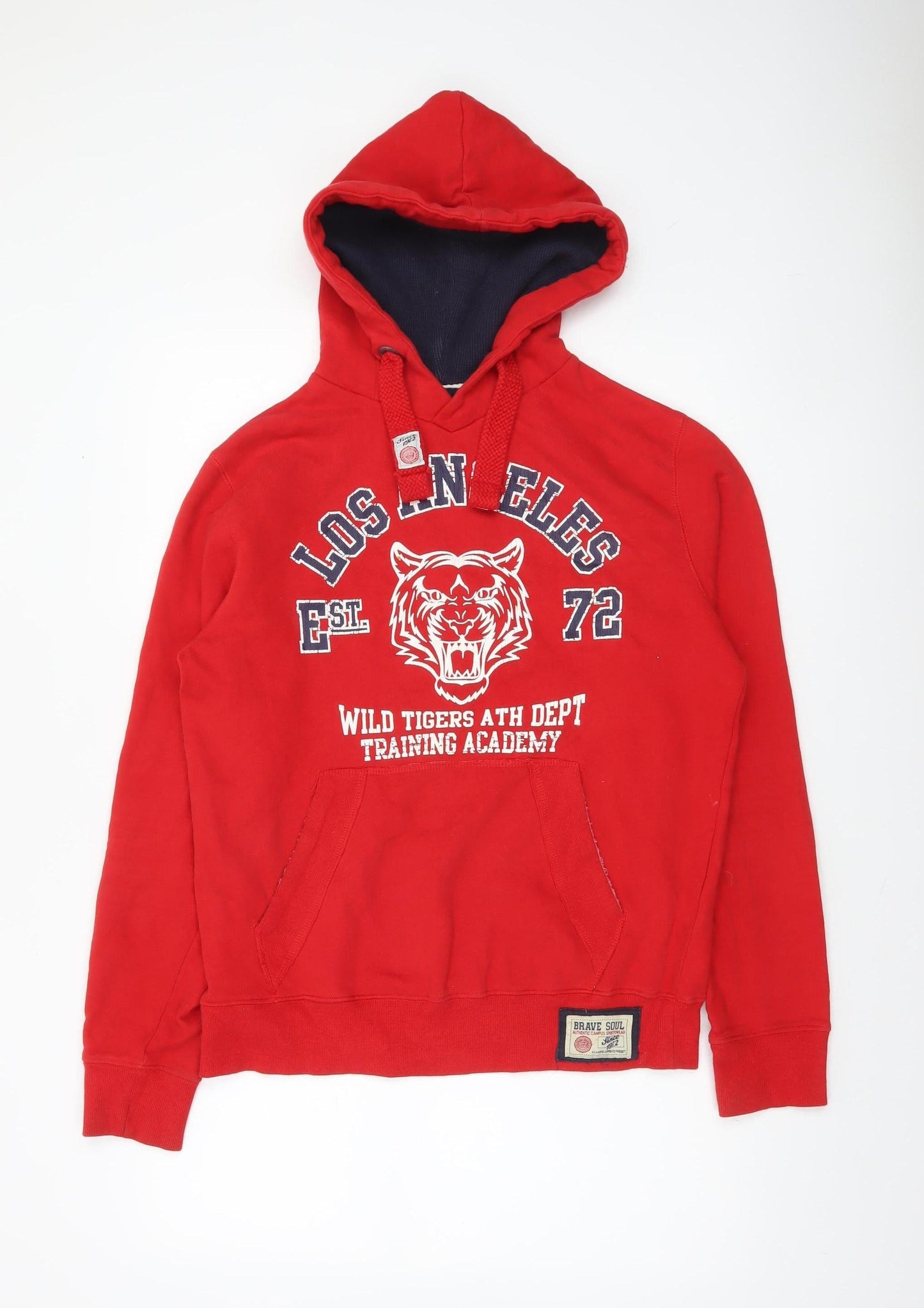 Mens UK Size S Brave Soul Red Pullover Hoodie