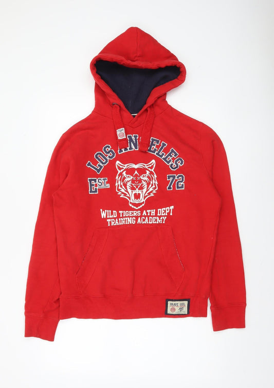 Mens UK Size S Brave Soul Red Pullover Hoodie