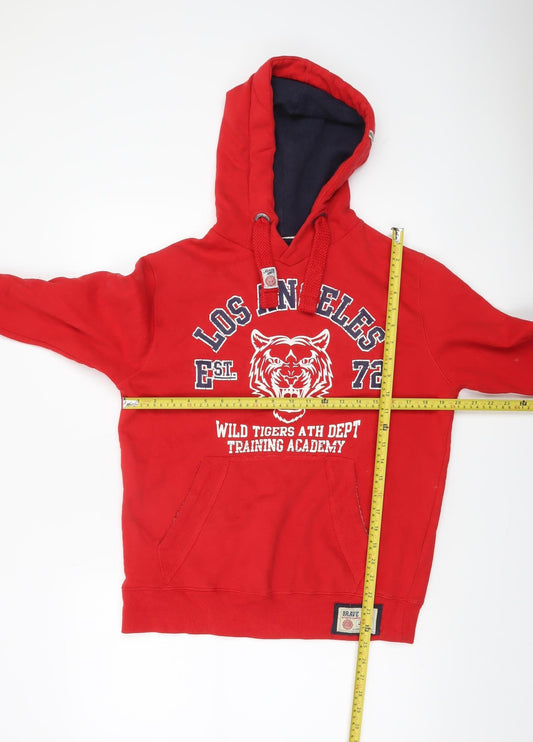 Mens UK Size S Brave Soul Red Pullover Hoodie