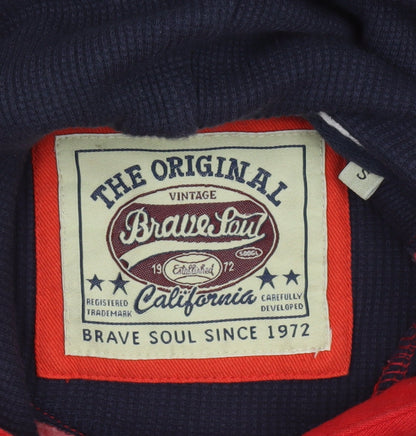 Mens UK Size S Brave Soul Red Pullover Hoodie