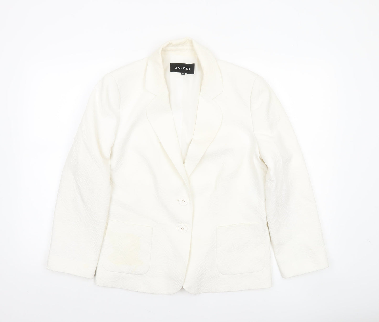 Jaeger Women Ivory Cotton Blend Single-Breasted Blazer Size 14