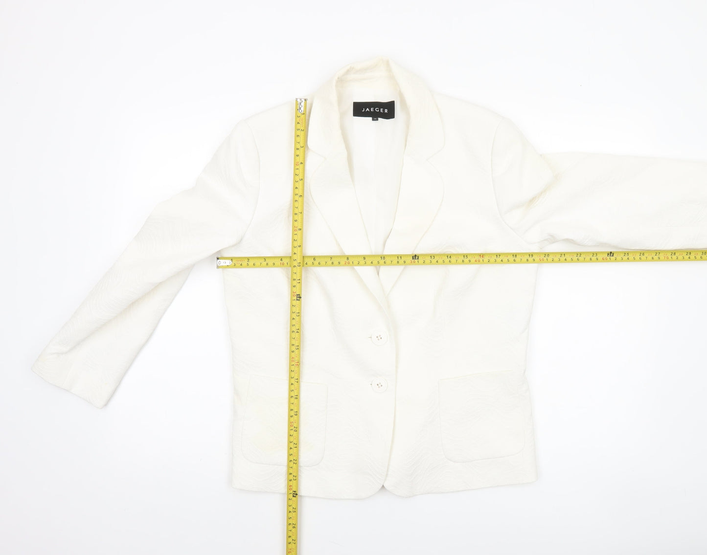 Jaeger Women Ivory Cotton Blend Single-Breasted Blazer Size 14