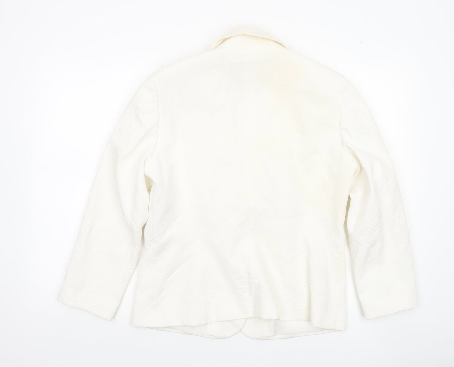 Jaeger Women Ivory Cotton Blend Single-Breasted Blazer Size 14