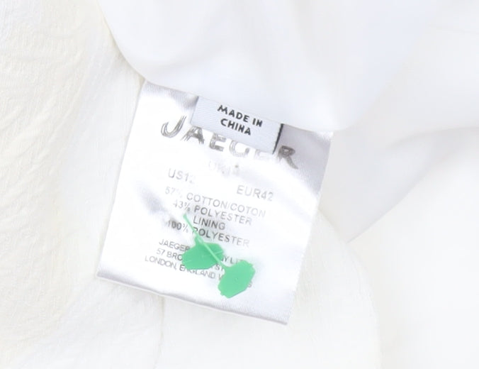 Jaeger Women Ivory Cotton Blend Single-Breasted Blazer Size 14
