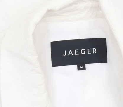 Jaeger Women Ivory Cotton Blend Single-Breasted Blazer Size 14