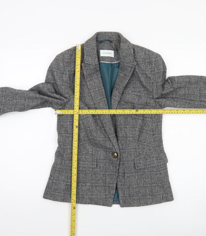 Marks and Spencer Women’s Grey Check Blazer Size 8 Classic Tailored Jacket