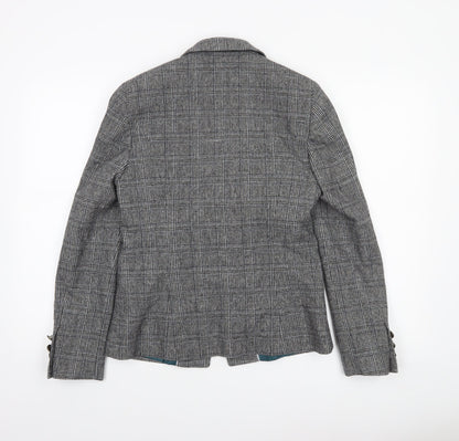 Marks and Spencer Women’s Grey Check Blazer Size 8 Classic Tailored Jacket