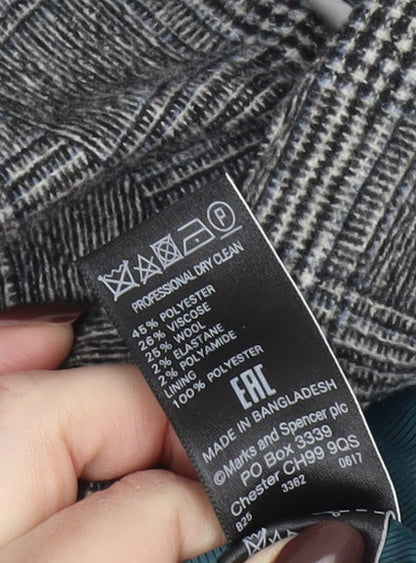 Marks and Spencer Women’s Grey Check Blazer Size 8 Classic Tailored Jacket