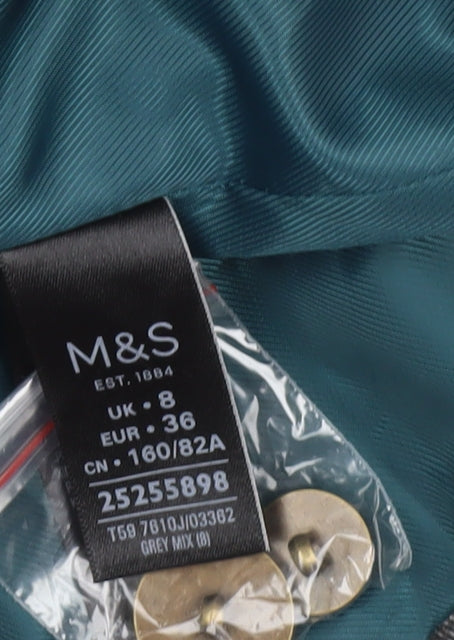 Marks and Spencer Women’s Grey Check Blazer Size 8 Classic Tailored Jacket